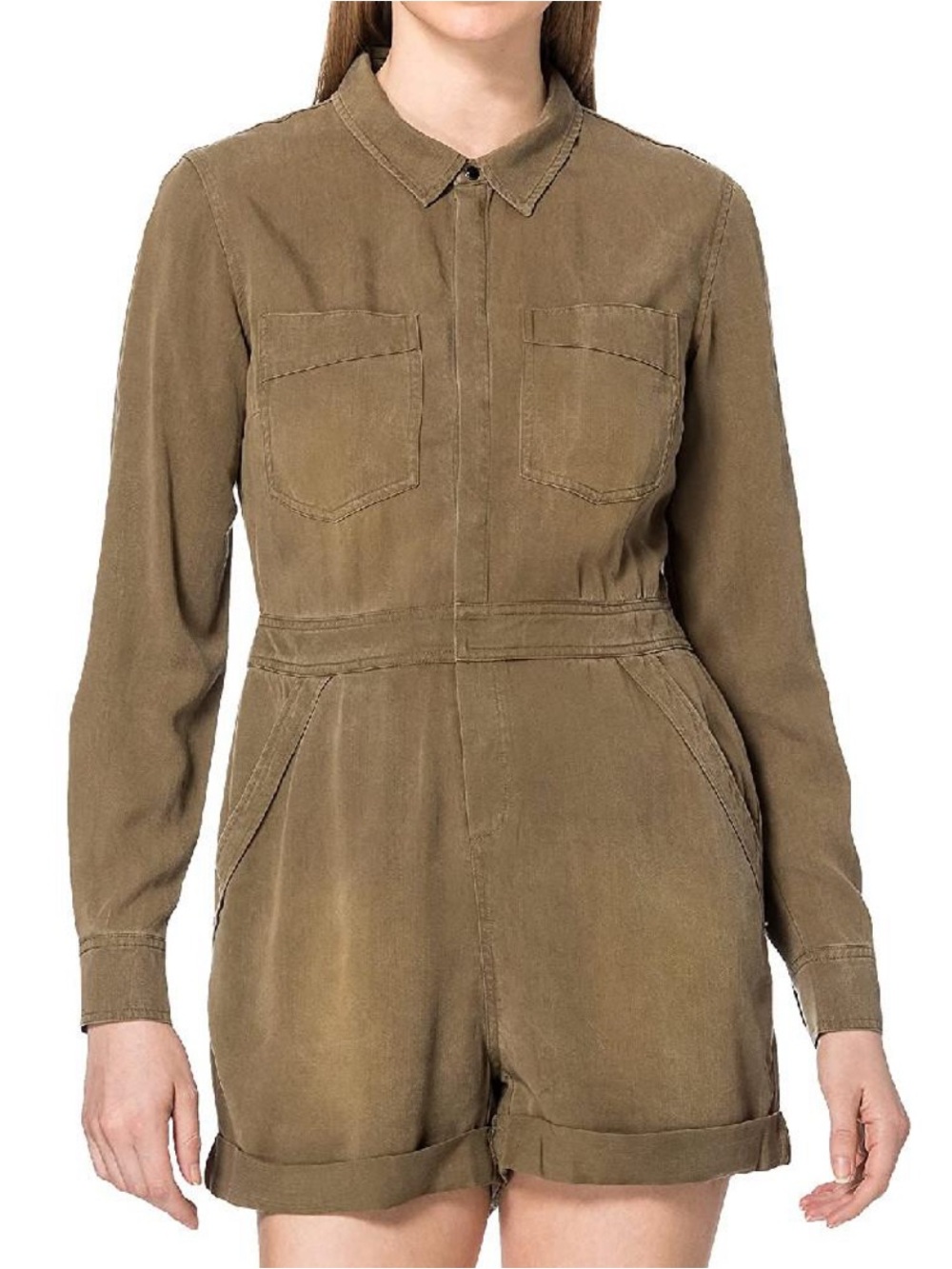Superdry Playsuit Combishort Olive Utility Shirt Romper